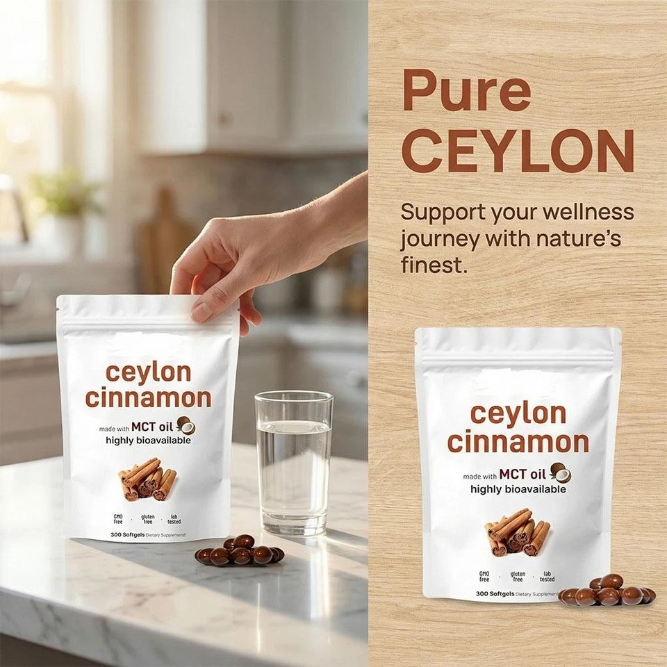 3x Ceylon Cinnamon 7,200Mg Equivalent 300 Softgels with MCT Oil |Highly Bioavail
