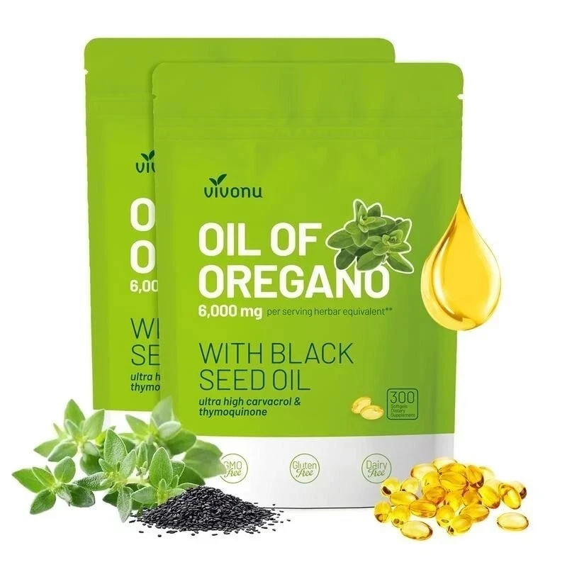 VivoNu Oil of Oregano – 2-Pack, 6000mg with Black Seed Oil