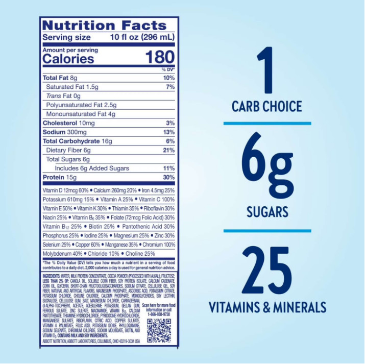 Glucerna Hunger Smart Diabetic Protein Shake, Classic Chocolate,10 fl oz,24Count