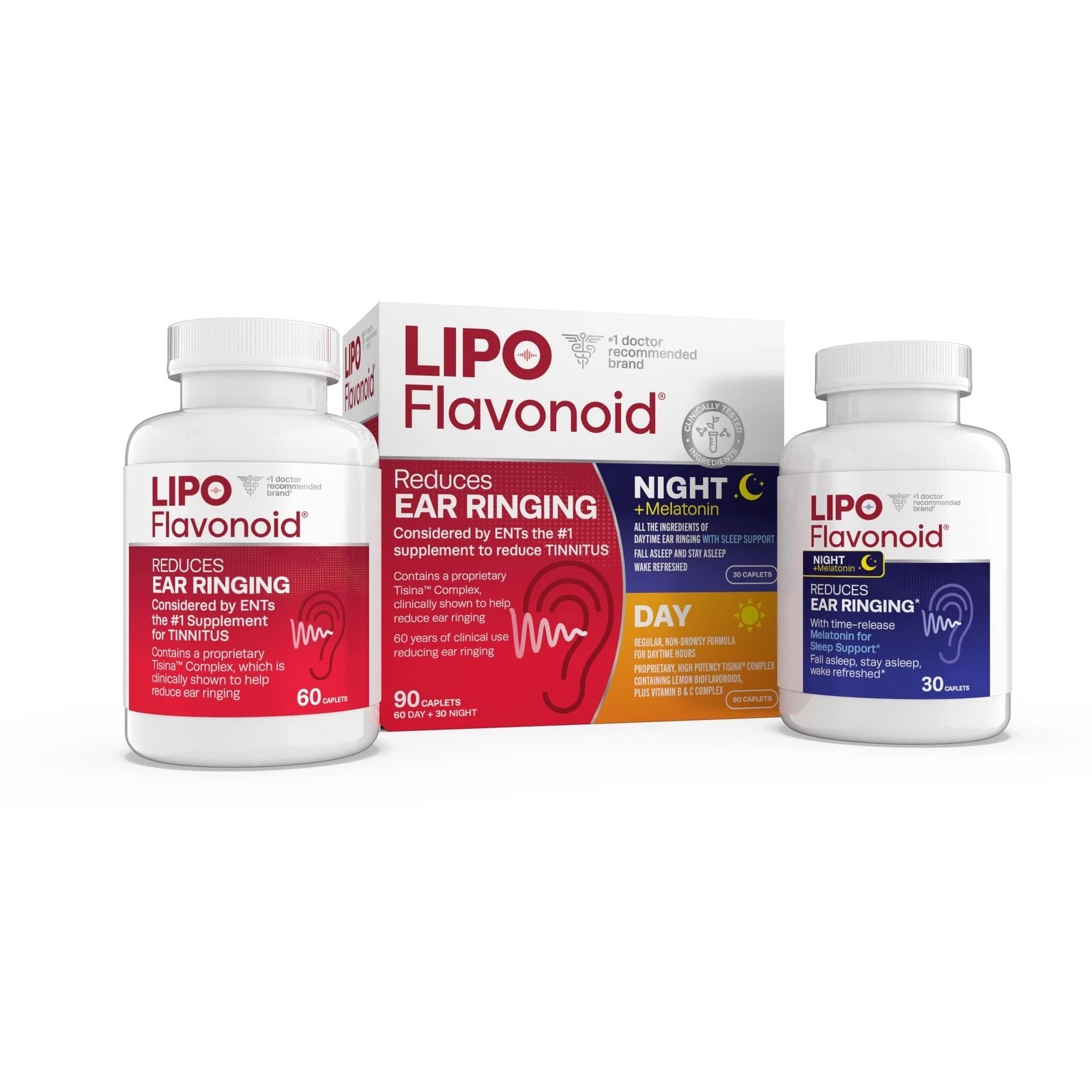 Lipo Flavonoid Day & Night Kit 90 Caplets Tinnitus Relief & Sleep Support 02/28