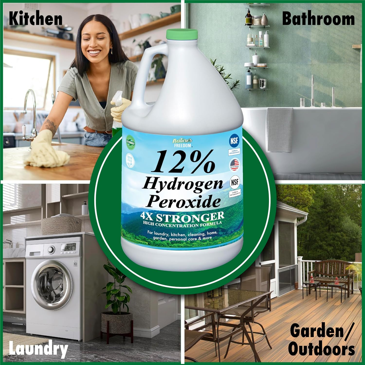 12% Hydrogen Peroxide, Food Grade H2O2 and Purified Water Only, NSF Listed, 1 Ga