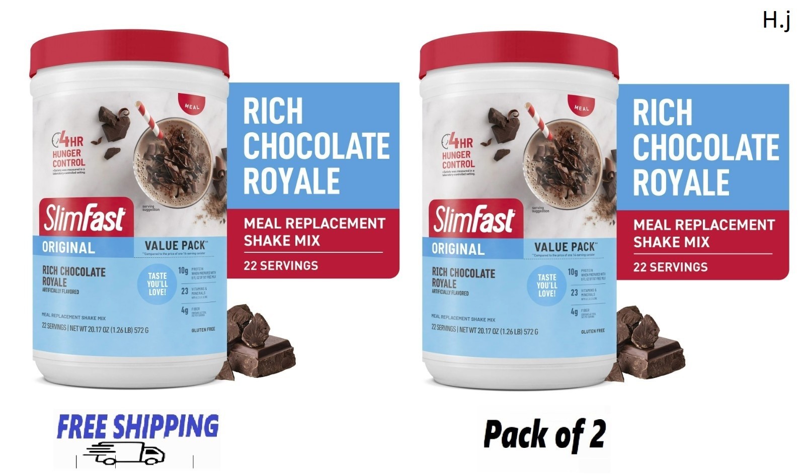 SlimFast Original Rich Chocolate Royale Meal Replacement Shake 20.18 Oz (2 Pack