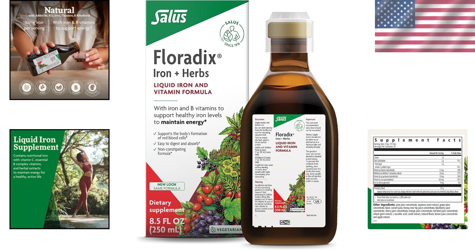 Iron & Herbs Liquid Iron Supplement with Vitamin C & B Complex – 8.5 fl oz