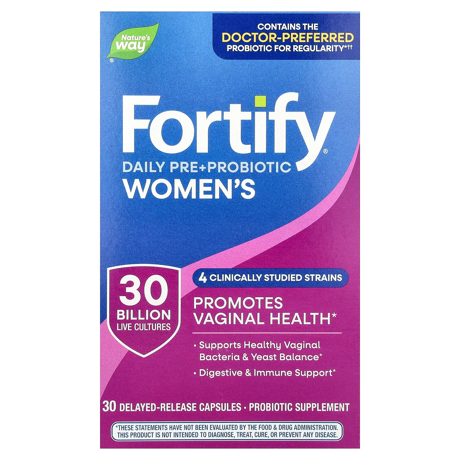 2 X Nature’s Way, Fortify� Women’s Daily Pre + Probiotic, 30 Billion CFU, 30 De