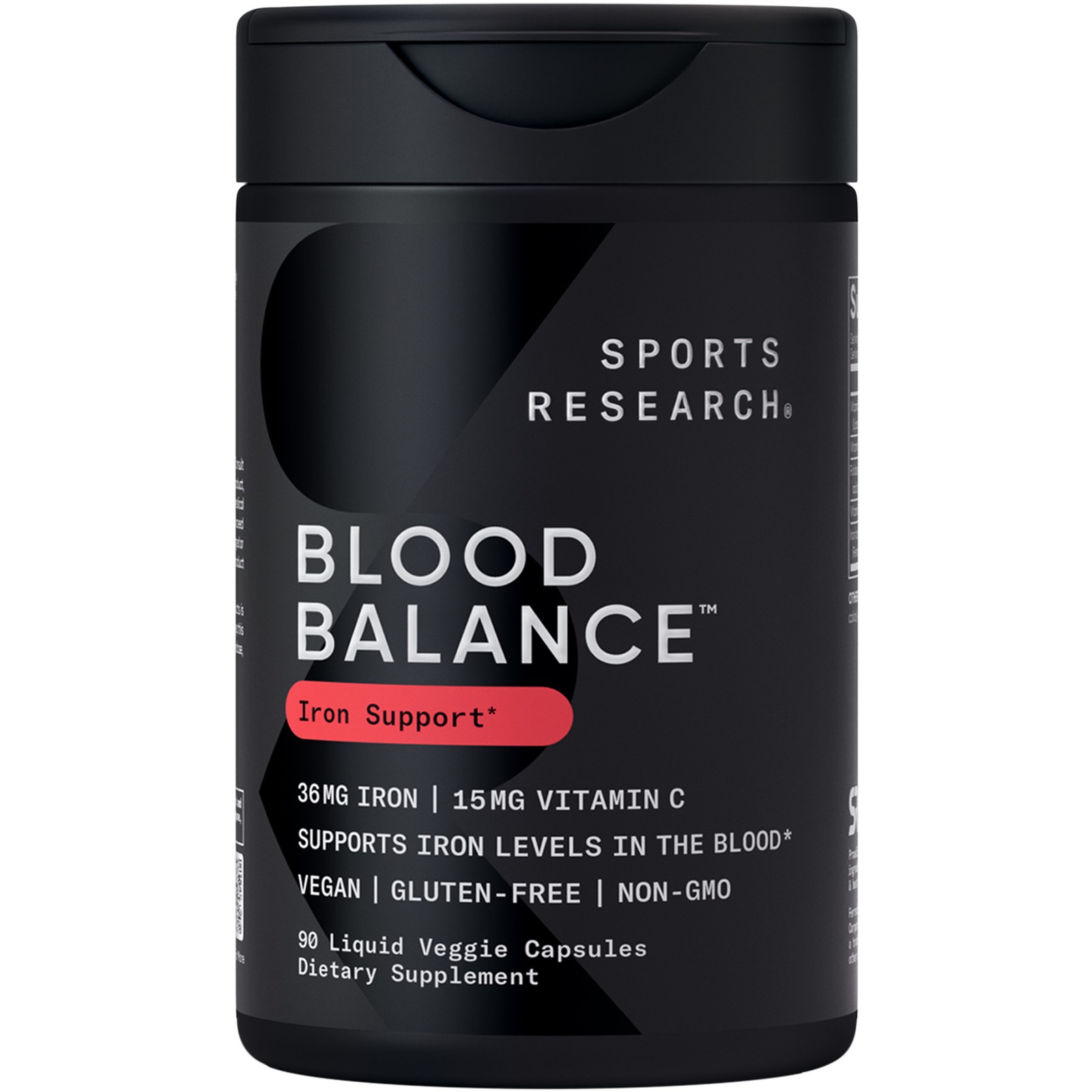 Blood Balance Iron Supplement 36mg + Folate & Vit C Red Blood Cell Support 90 ct