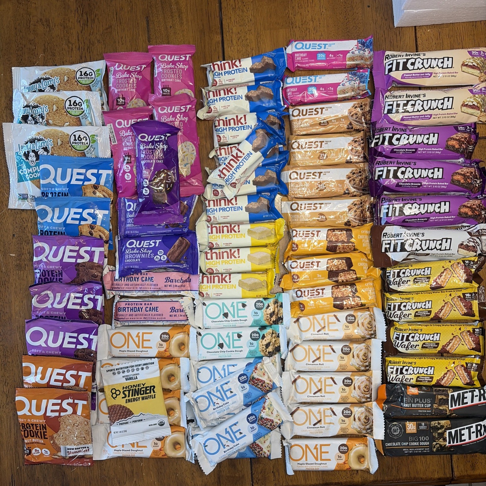 67 High Protein Bars Lot Fit Crunch One Quest Cookies Met-RX Barebells Think!