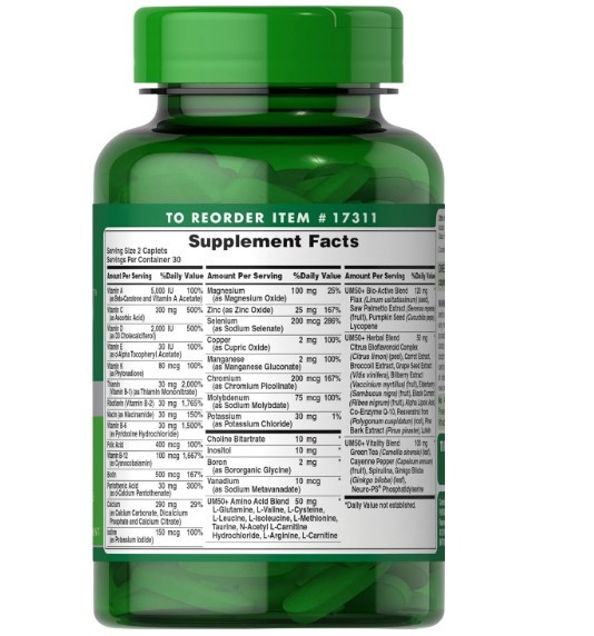 Puritan’s Pride High Potency Ultra Man 50 Plus Coated Caplets, 60 Count
