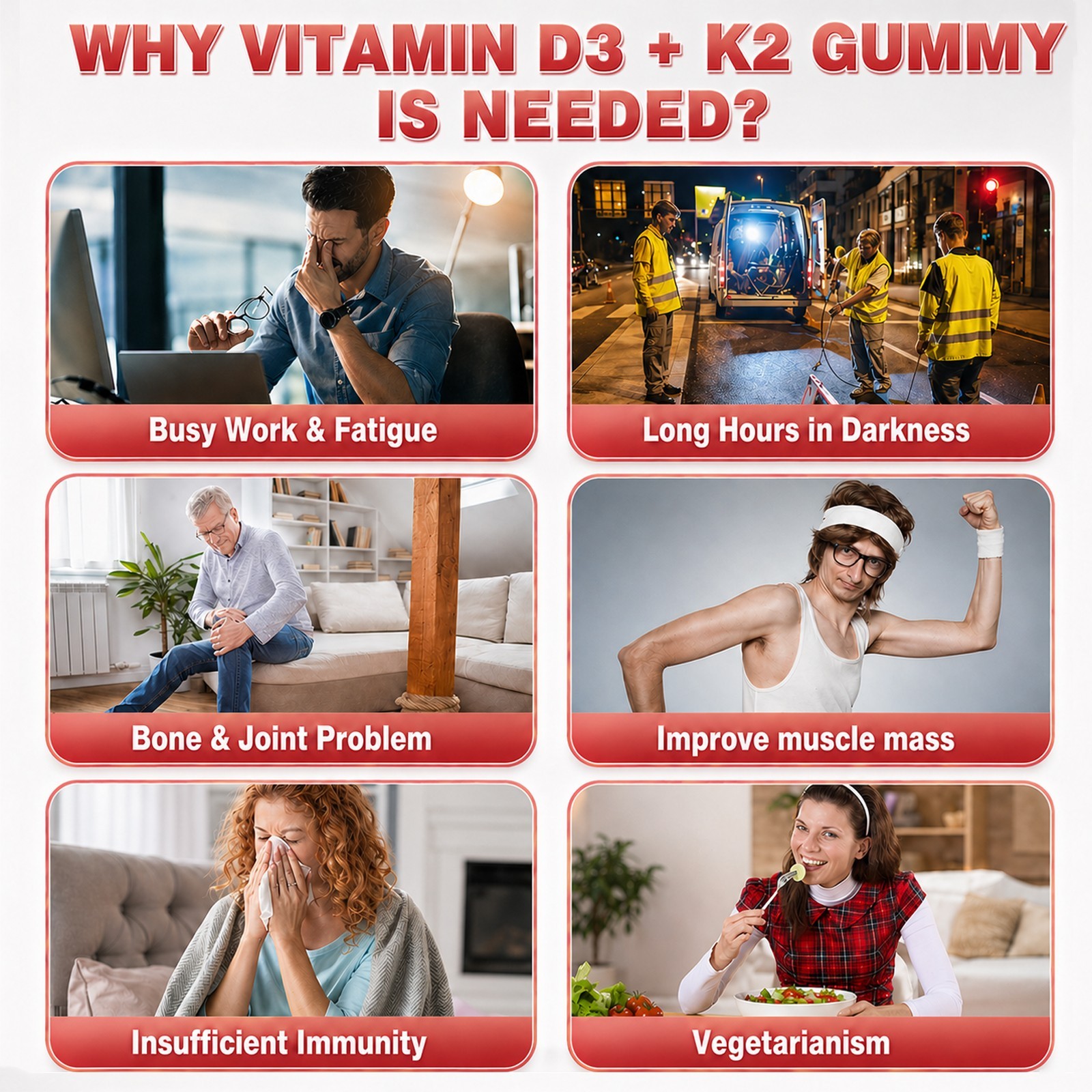 2Pack Vitamin D3 K2 Gummies – 60 Count – Support Bone Heart Immune Health Energy