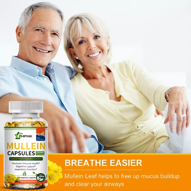 Mullein Leaf 120 Capsules For Lung Cleansing & Detox Herbal Dietary Supplement