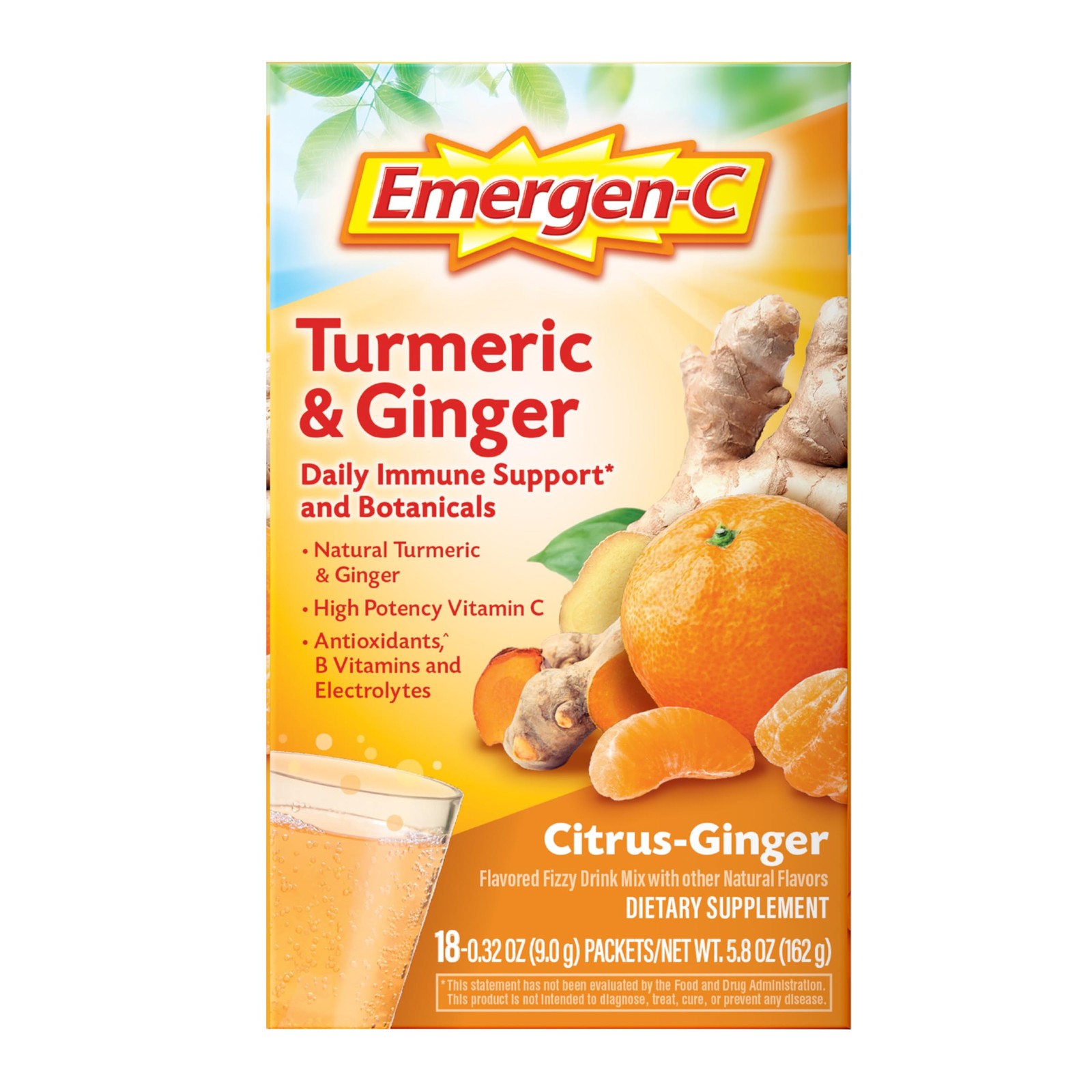 Citrus-Ginger Fizzy Drink Mix, Turmeric and Ginger, Immune Support, Natural F…