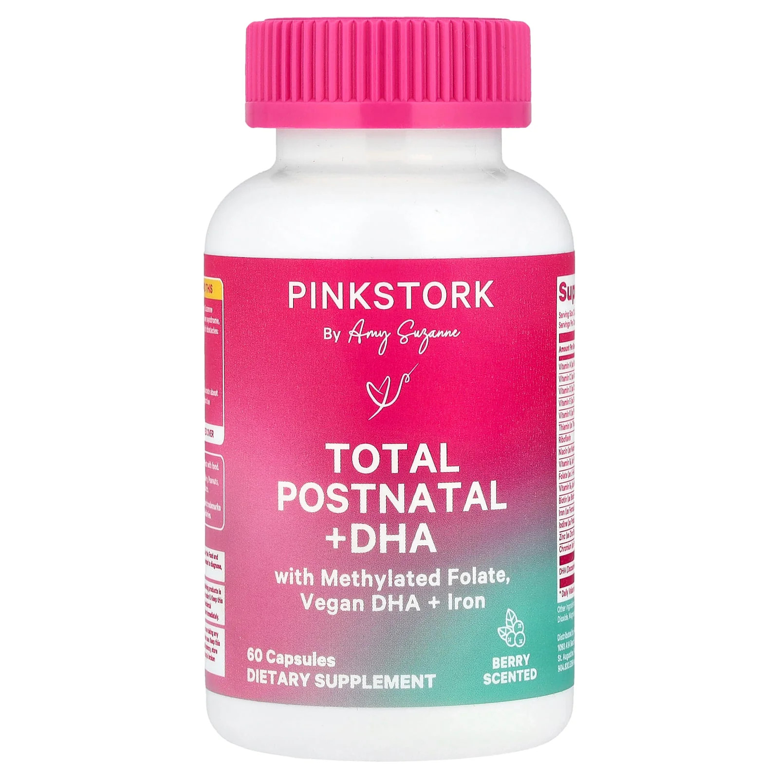 2 X Pink Stork, Total Postnatal + DHA, Berry, 60 Capsules