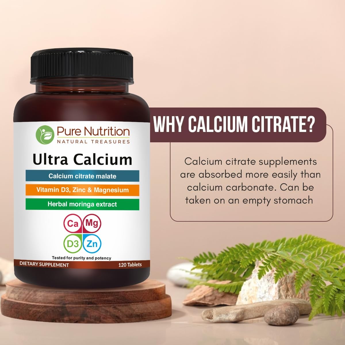 Pure Nutrition Ultra Calcium 1000mg with VIT D3 + K2 | 240 Tabs (120 X Pack of 2