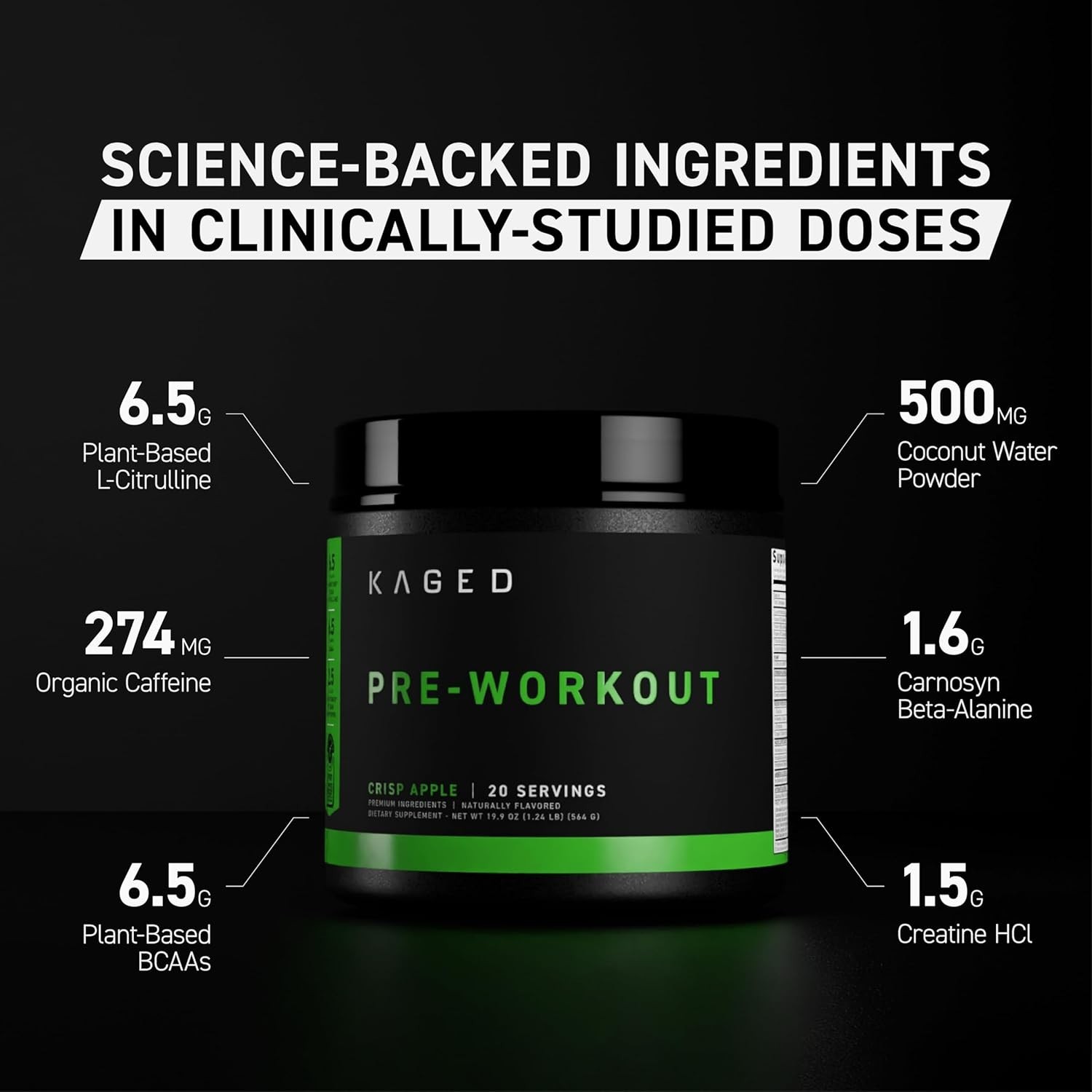 Powerful Pre Workout Formula with Creatine & Organic Caffeine – 20 Servings