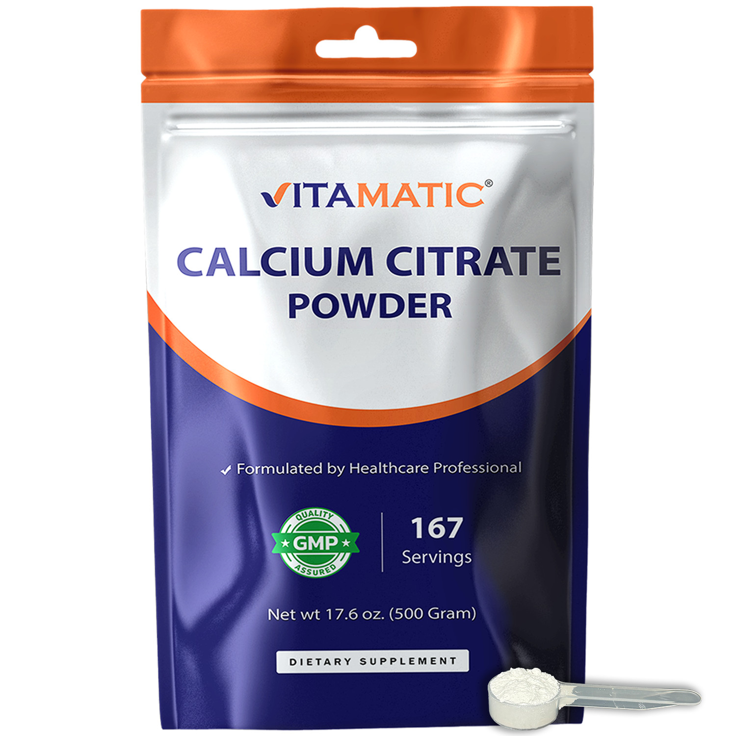 Vitamatic Calcium Citrate Powder – 3000 mg per Serving – 500 G (17.6 Oz)