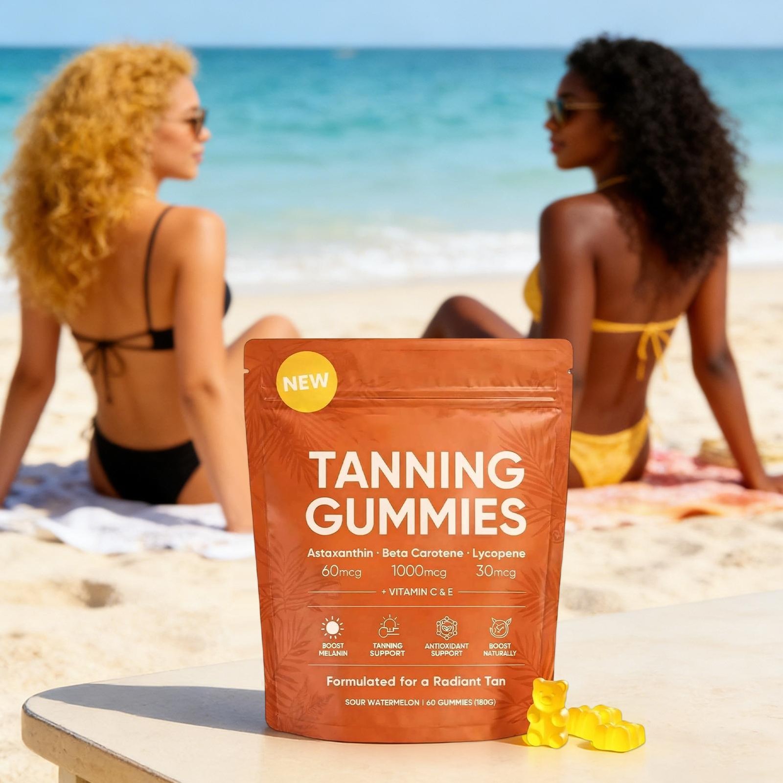 Savanna Skin Tanning Gummies, containing Vitamin C & E, Astaxanthin, Beta Carote