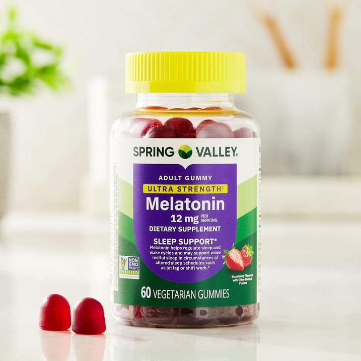 3 Pack Spring Valley Melatonin Gummies 12 mg Sleep Support Vegetarian 60 Count
