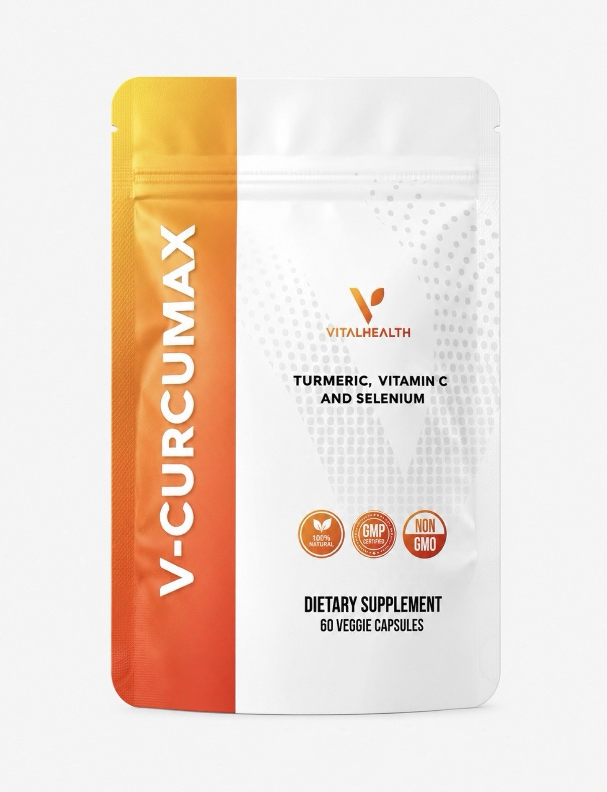 VitalHealth V-CurcuMax Turmeric Vitamin C Selenium MSM 60 Capsules Non-GMO