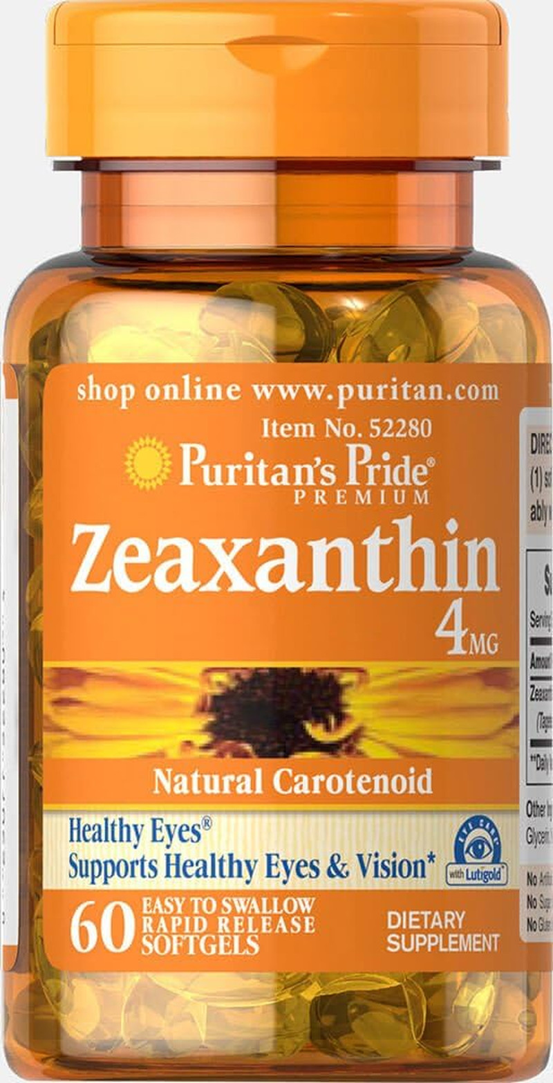 Puritans Pride Zeaxanthin 4Mg 60 Softgels Eye Vision Antioxidant Support