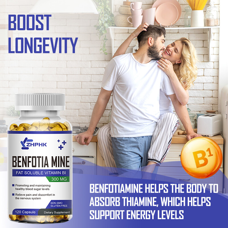 300mg Benfotiamine Capsules Fat Soluble Thiamine Vitamin B1 NON-GMO, 240 Pills