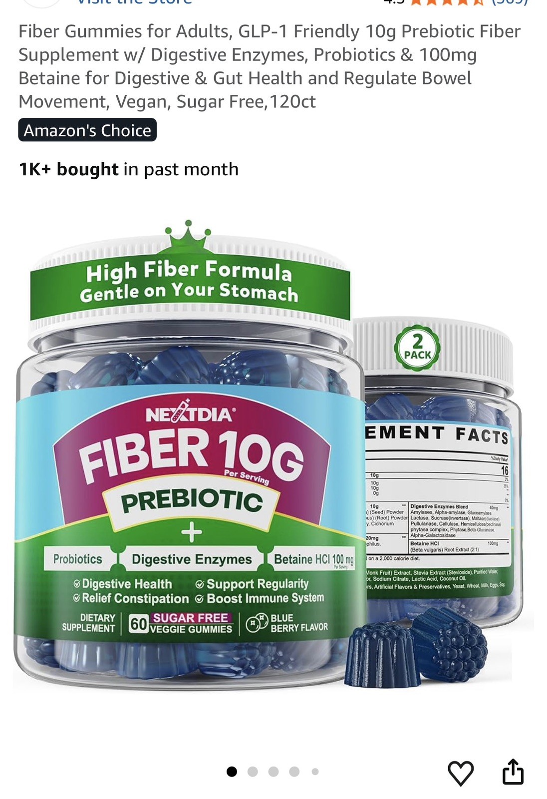 Fiber Gummies for Adults-1 Friendly 10g Prebiotic Fiber Supplement – 2 PACK
