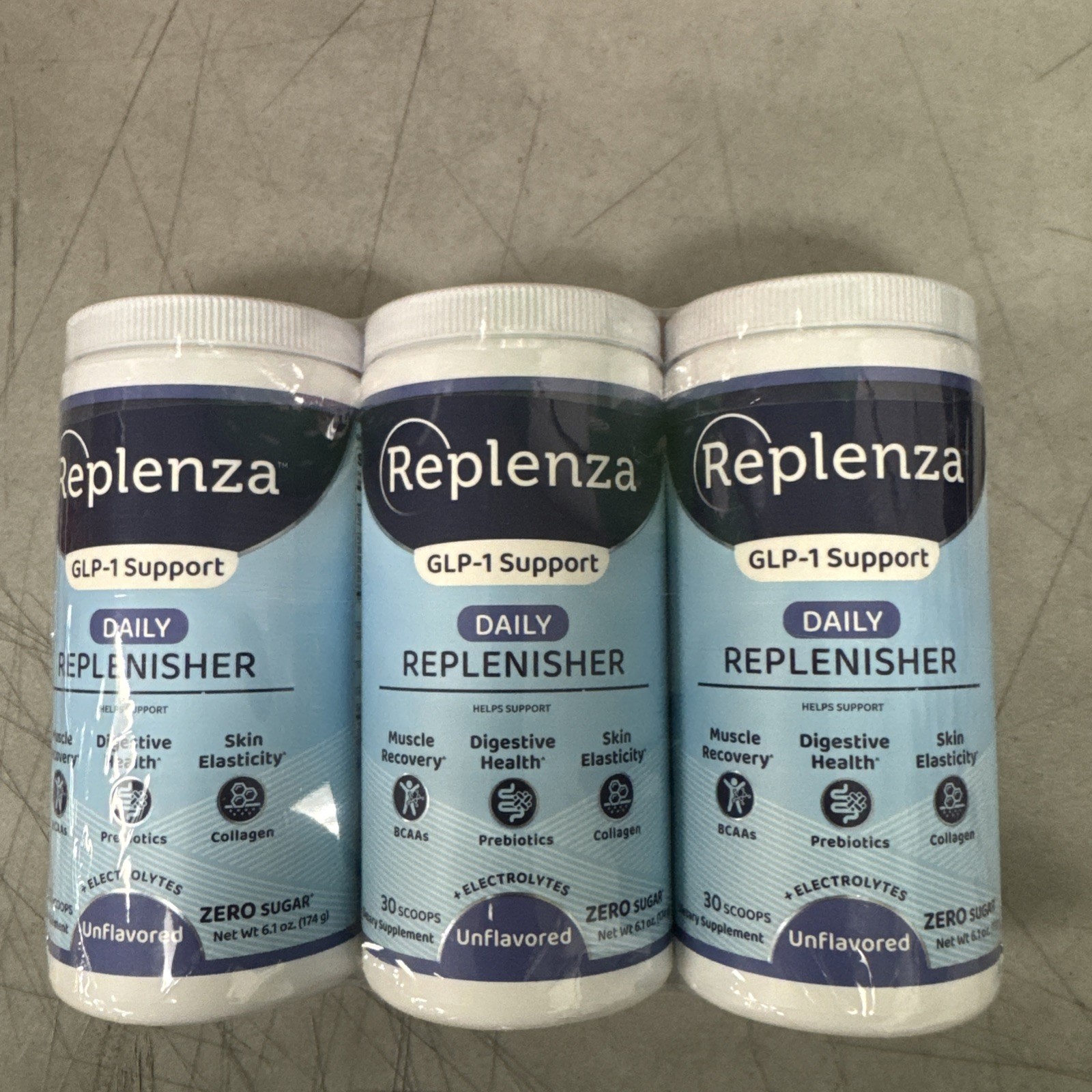 Replenza GLP-1 Support Daily Replenisher Powder Unflavored ~30 Scoops EXP 9/2026