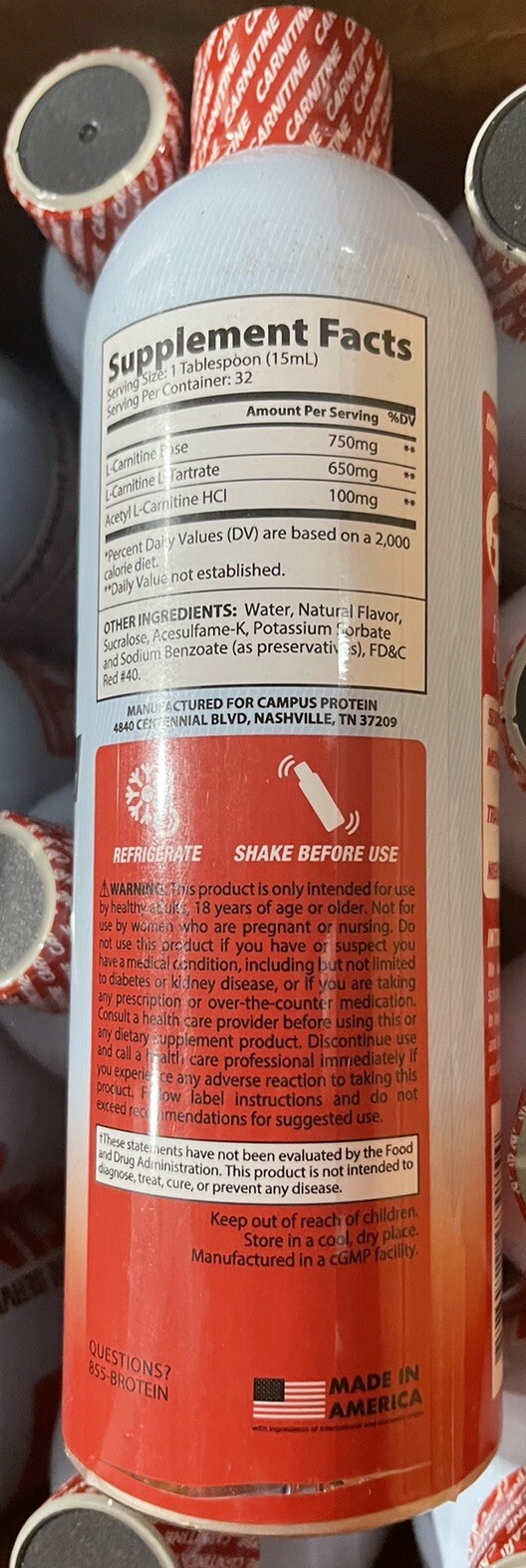 L-CARNITINE Fat Loss-Metabolism Activator – Gel Oh Shot 32 Servings 16oz