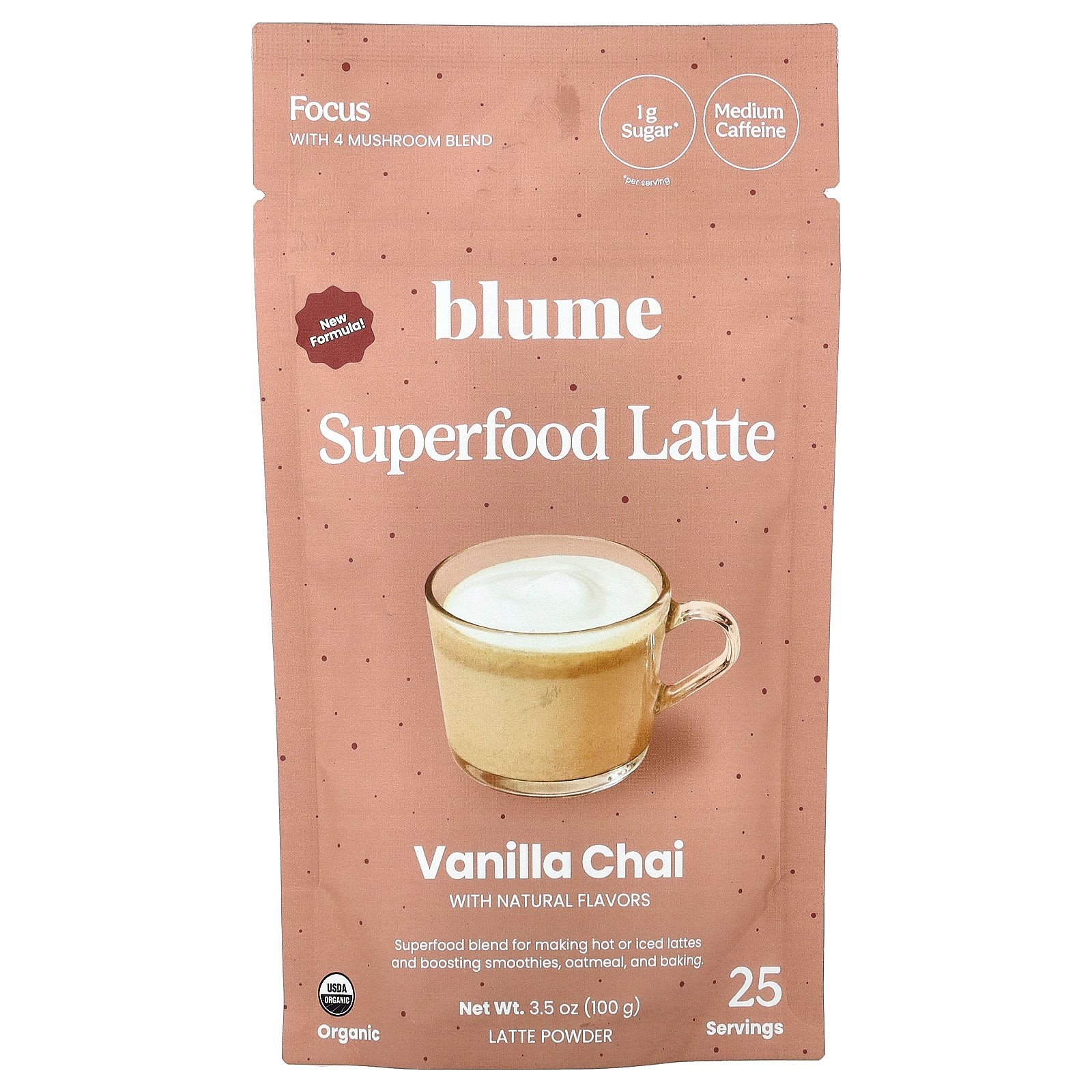 2 X Blume, Superfood Latte, Vanilla Chai, 3.5 oz (100 g)