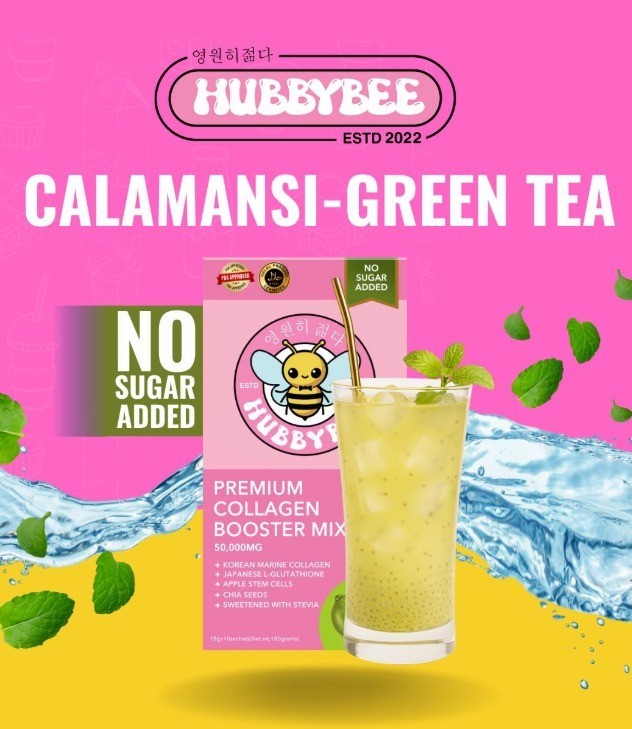 HUBBYBEE Premium COLLAGEN POWDER DRINK CALAMANSI & GREEN TEA (10 sachet/BOX)
