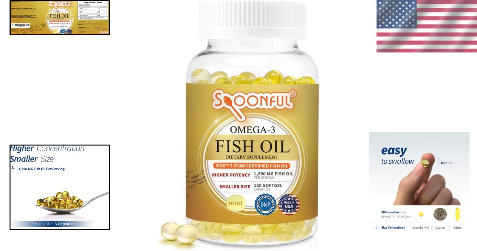 1290 mg Omega 3 Fish Oil Mini Softgels – Brain Health, 120 Count Bottle