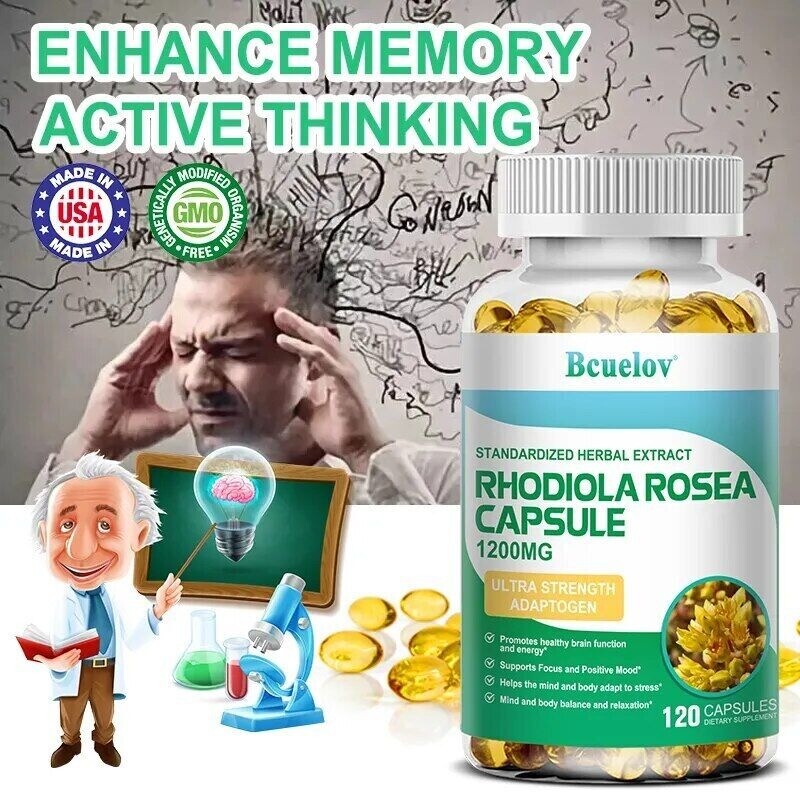 Rhodiola Rosea Capsules 1200mg – Improves Memory, Concentration, Mood