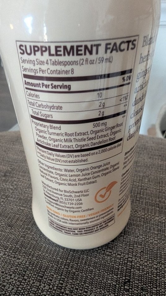 BioSchwartz Organic Liver Cleanse Liver Health Support Citrus 16 oz – 10/2027