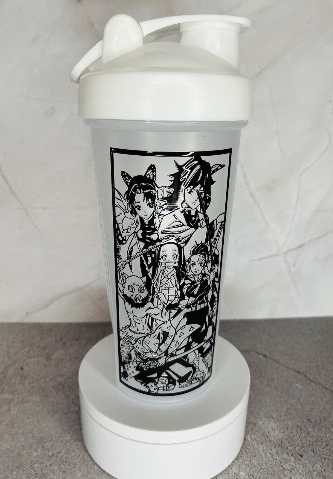 Anime Theme Plastic Shake Bottle Screw-on Lid Clear White Reusable Design