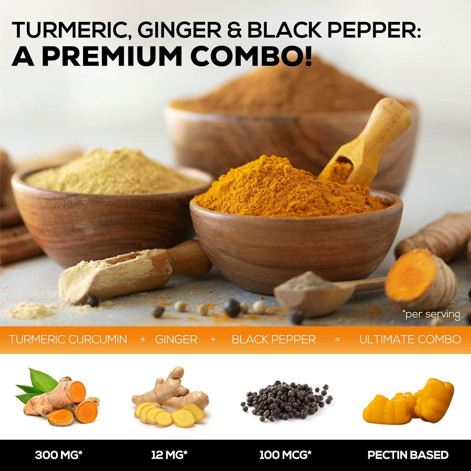 Turmeric Gummies Extra Strength Chewable Joint Support Gummy, High Absorption