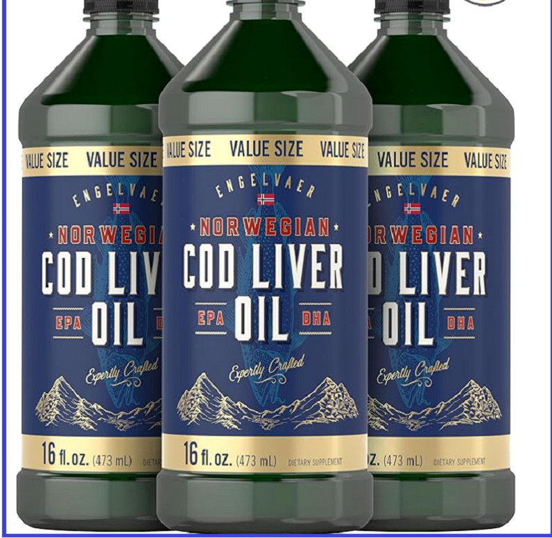 Cod Liver Oil Norwegian 16 fl oz 3 Bottles | Non-GMO, Gluten Free | by Carlyle