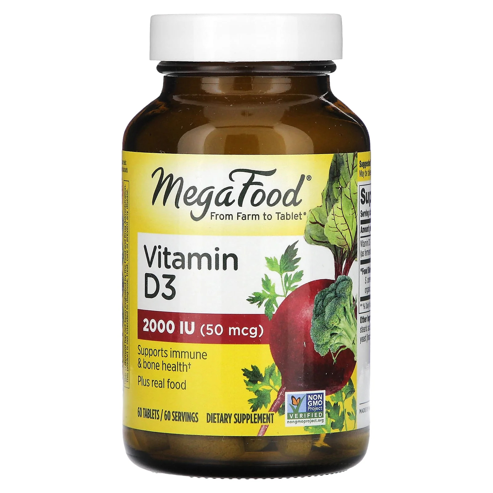 2 X MegaFood, Vitamin D3, 50 mcg (2,000 IU), 60 Tablets