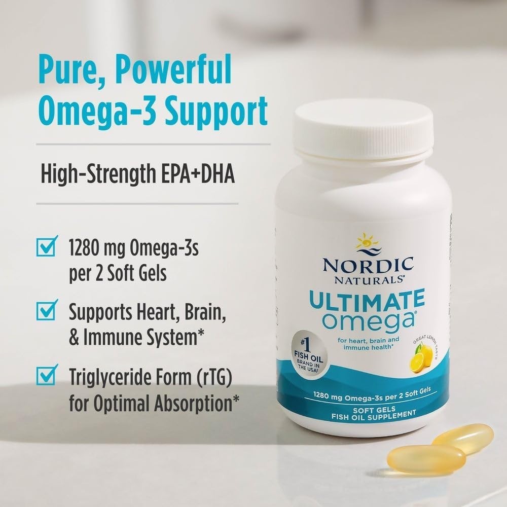 Nordic Naturals Ultimate Omega Lemon 1280mg 210ct Fish Oil EPA DHA Heart Brain