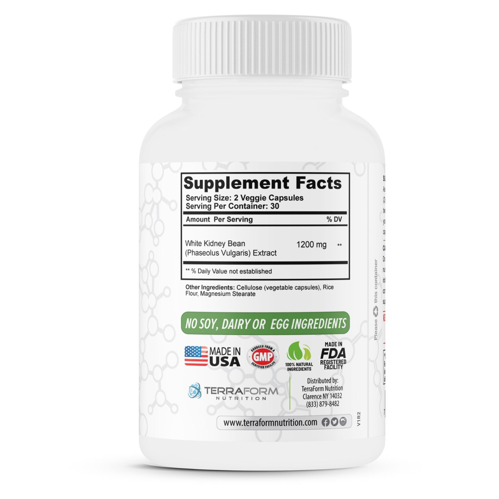 2 PACK Pure White Kidney Bean Extract – All-Natural Carb Blocker 1200mg/30 Serv
