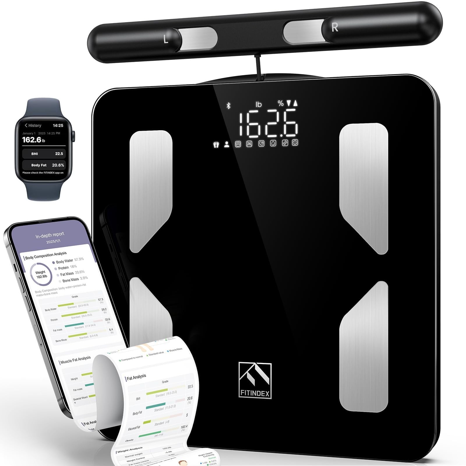FITINDEX Body Composition Scale for Body Weight, Body Pod Scale 2026 Upgraded,