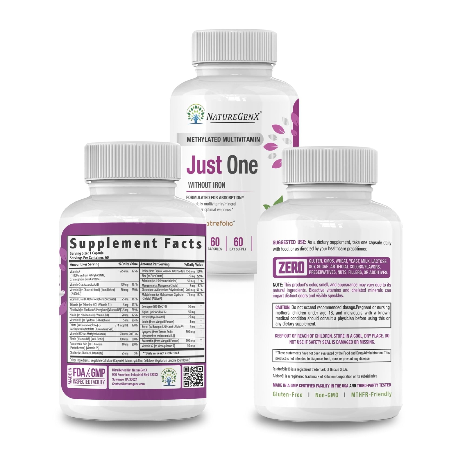 NatureGenX Just One Daily Methylated Multivitamin – 60 Caps Pure Methyl B12 M…