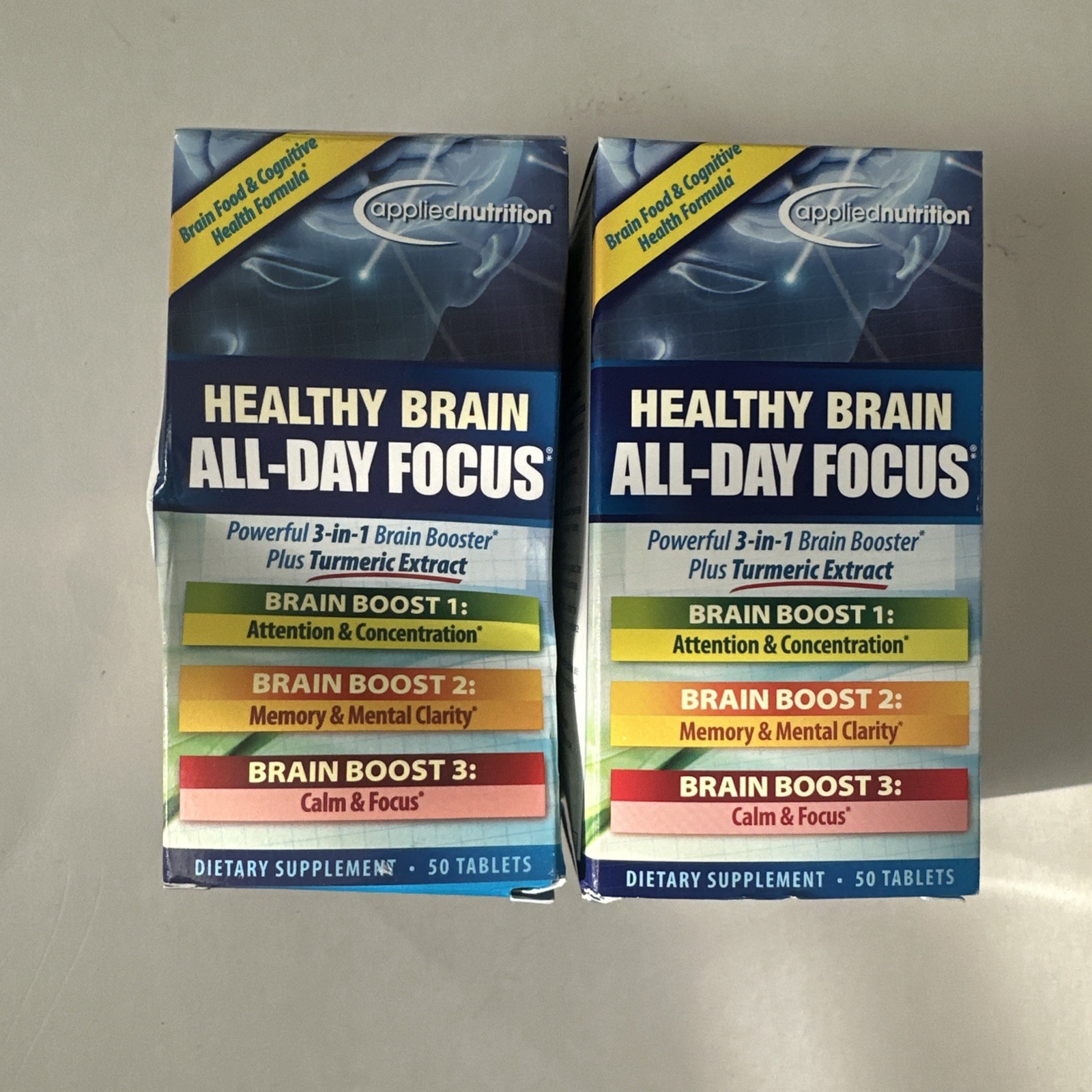 2 Pack – Applied Nutrition Healthy Brain All-Day Focus 50 Tablets/Box Exp 06/26+