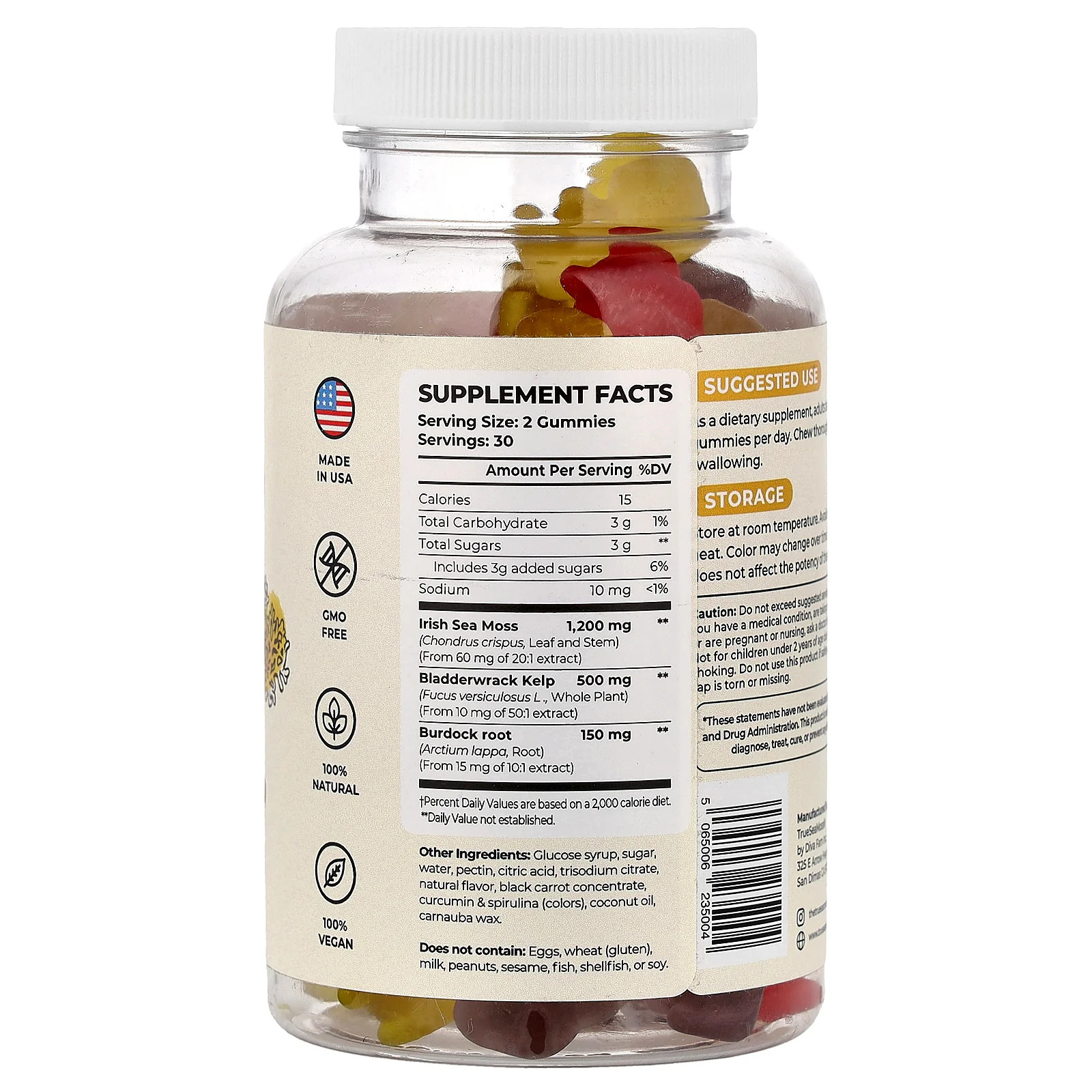 2 X True Sea Moss, Sea Moss Gummies, 60 Gummies