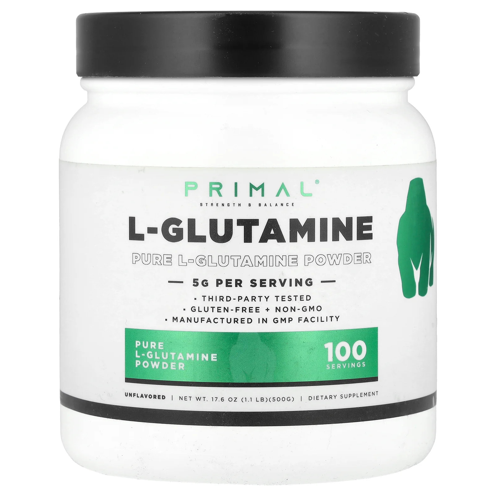 2 X PrePrimal, L-Glutamine Powder, Unflavored, 17.6 oz (500 g)