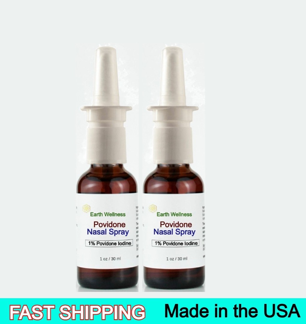Povidone Iodine Saline Nasal Spray, 2 Bottles , 1-2 month supply