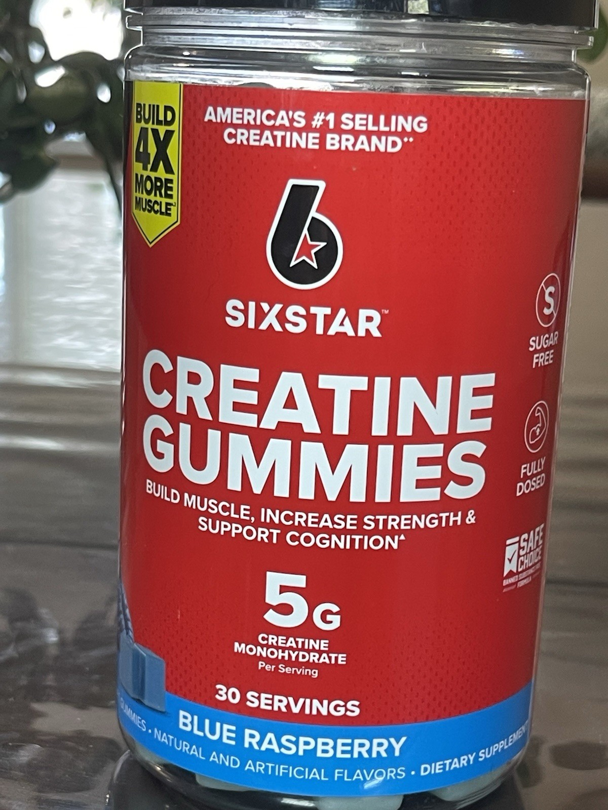 Six Star Creatine Gummies Sugar-Free Blue Raspberry 5g Monohydrate 30 Svgs
