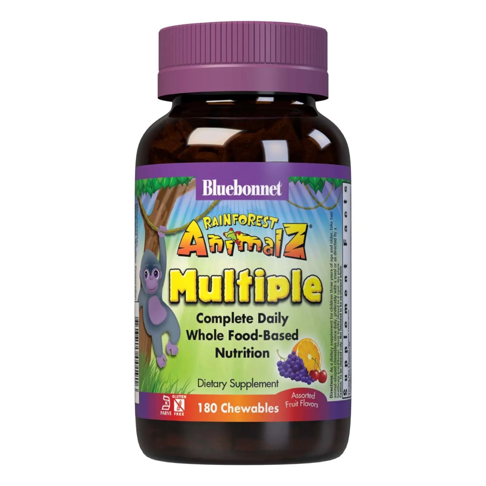 Bluebonnet Rainforest Animal Whole Food Based Multiple180 Chewables, Mixed Fruit