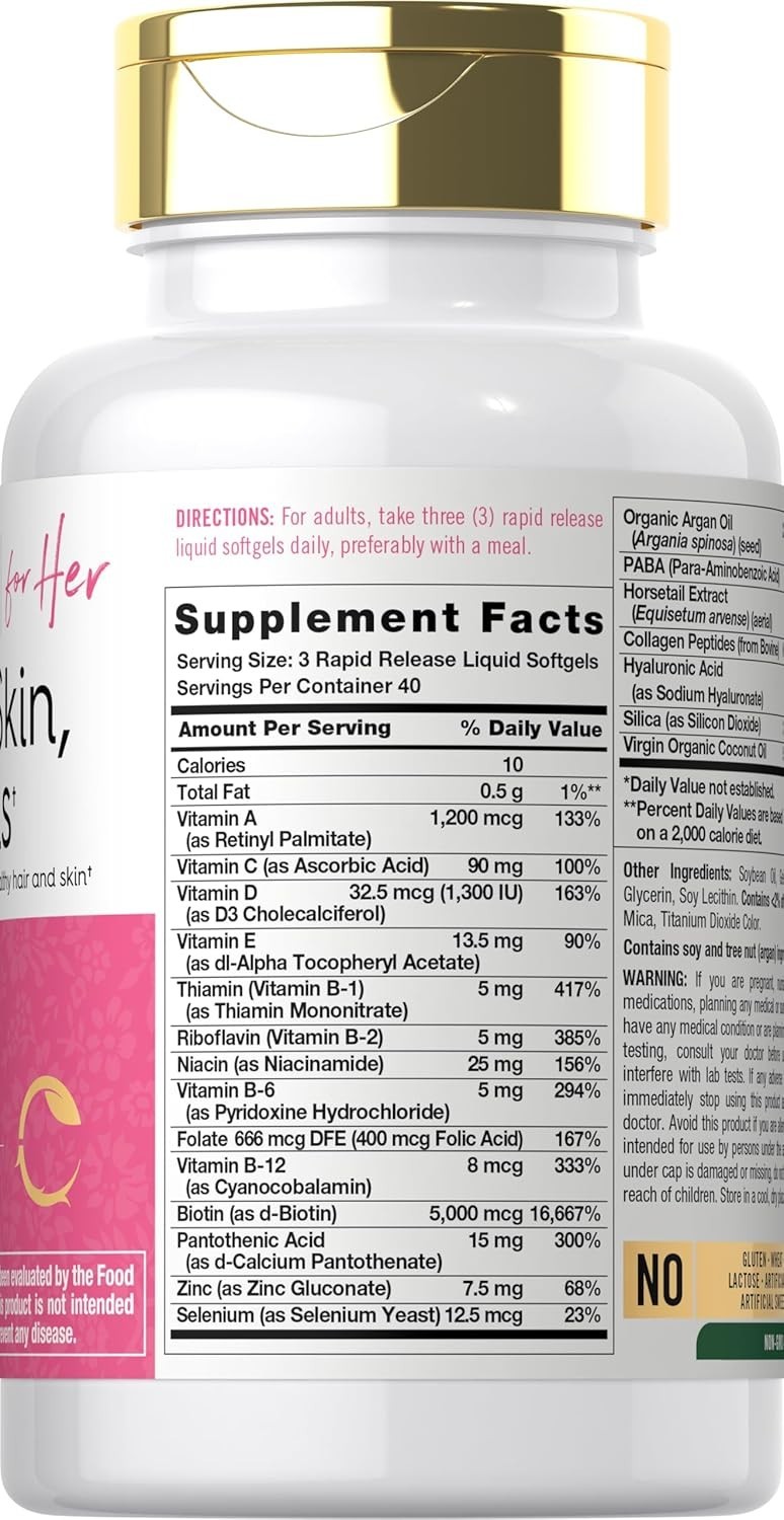 120 Softgels | Beauty Formula Supplement | with Biotin and Collagen Zinc, Vitam