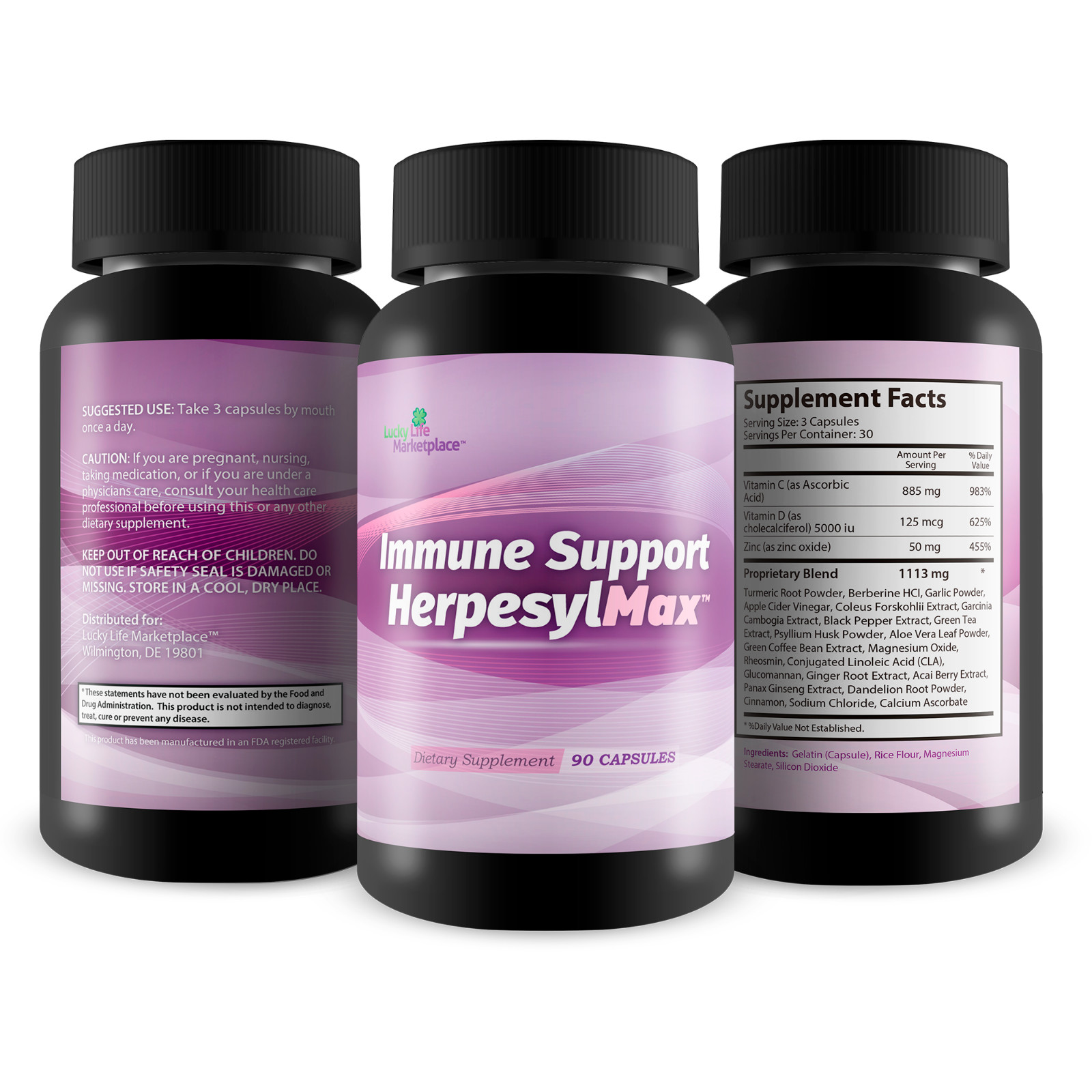 Immune Support Herpesyl Max – Over 900 MG of Vitamin C & Zinc Per Serving
