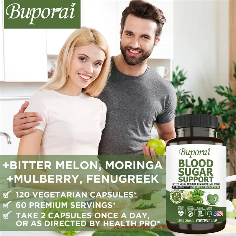 Blood Sugar Support 120pcs, Promotes Energy and Metabolism, Blood Circulation