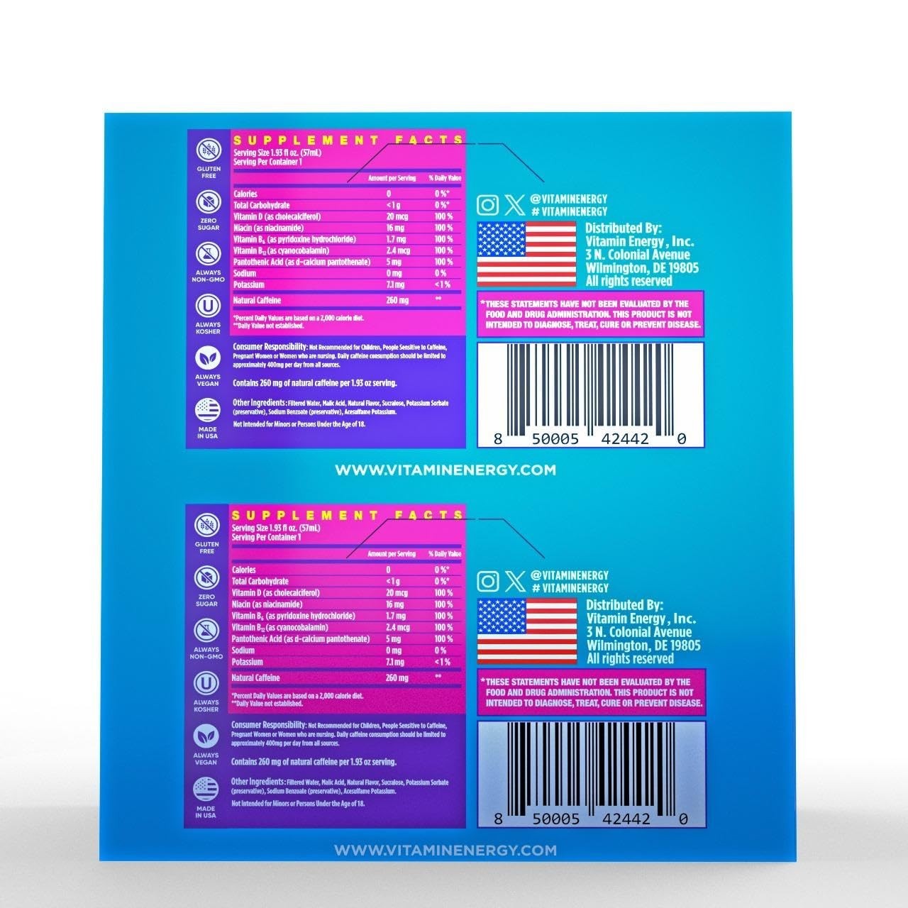 Wellness Support Mixed Berry Energy Shots – 8 Pack, 260mg Caffeine & B-Vitamins