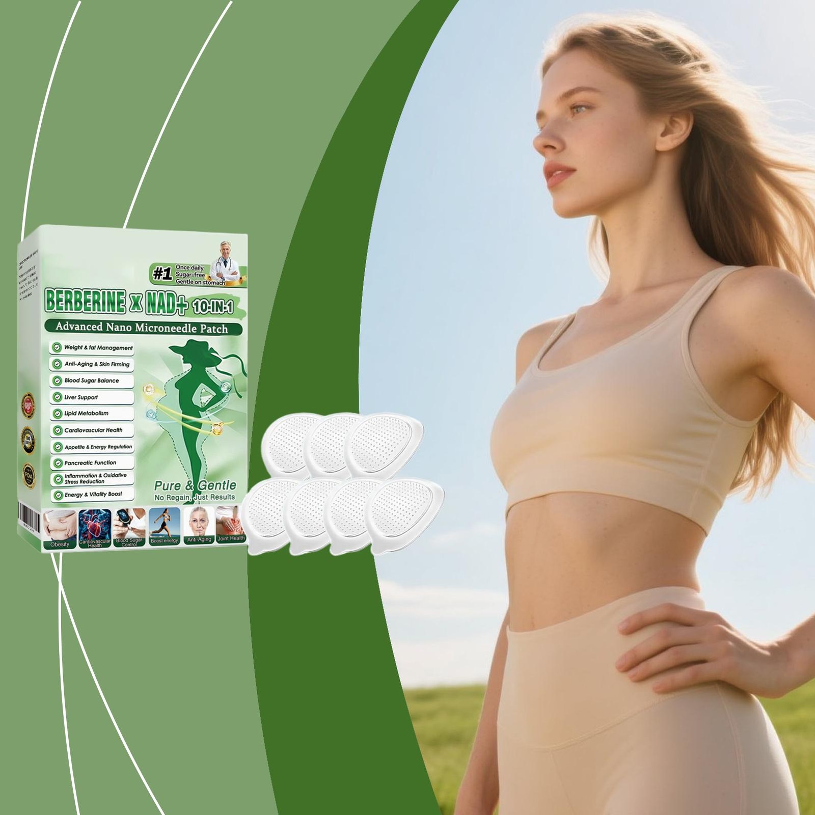 7pcs Luxarise Moringa & Berberine 10-IN-1 Advanced Nano Microneedle Patches